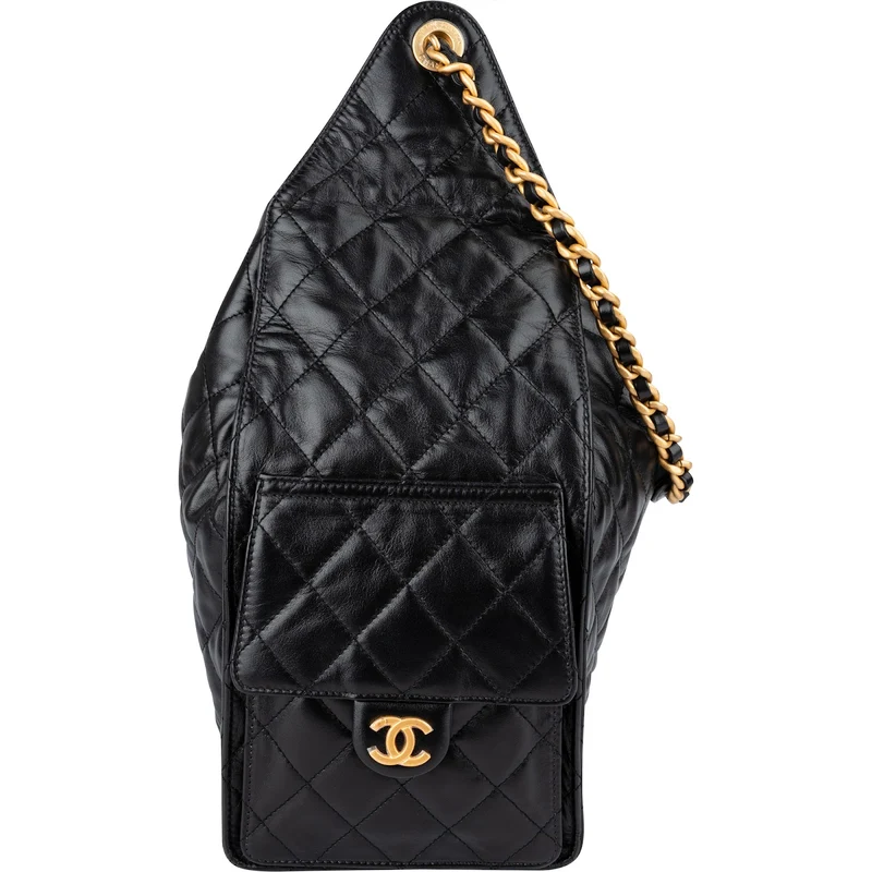 Chanel 25 Quilted Lambskin Drawstring Bucket Shoulder Bag Medium