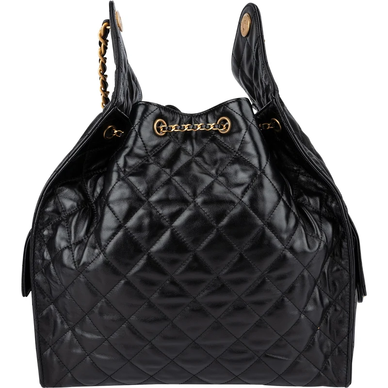 Chanel 25 Quilted Lambskin Drawstring Bucket Shoulder Bag Medium