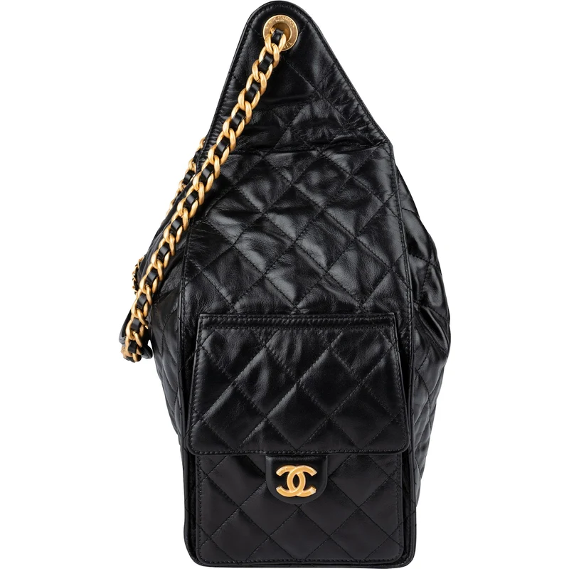 Chanel 25 Quilted Lambskin Drawstring Bucket Shoulder Bag Medium