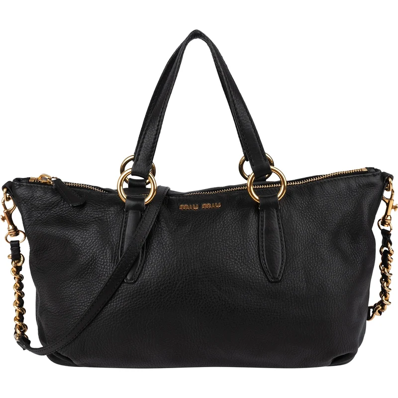 Miu Miu Black leather Vitello Lux Daino Handbag