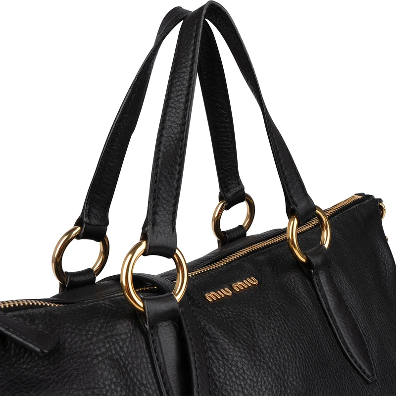 Miu Miu Black leather Vitello Lux Daino Handbag