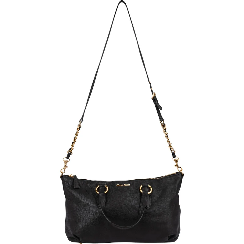 Miu Miu Black leather Vitello Lux Daino Handbag