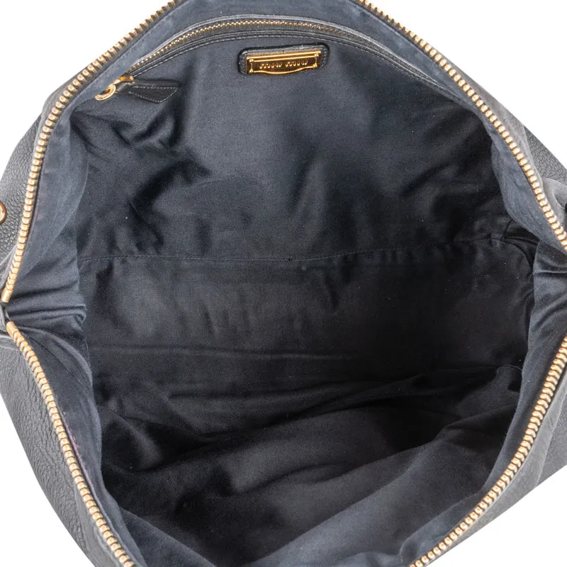 Miu Miu Black leather Vitello Lux Daino Handbag