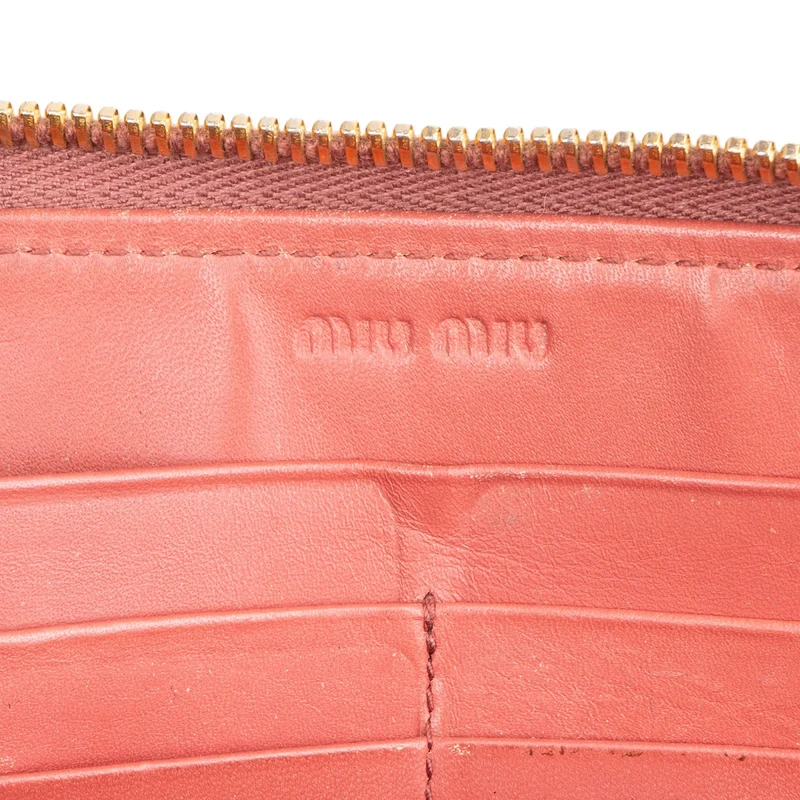 Miu Miu Croc-Embossed Leather Zip Around Wallet