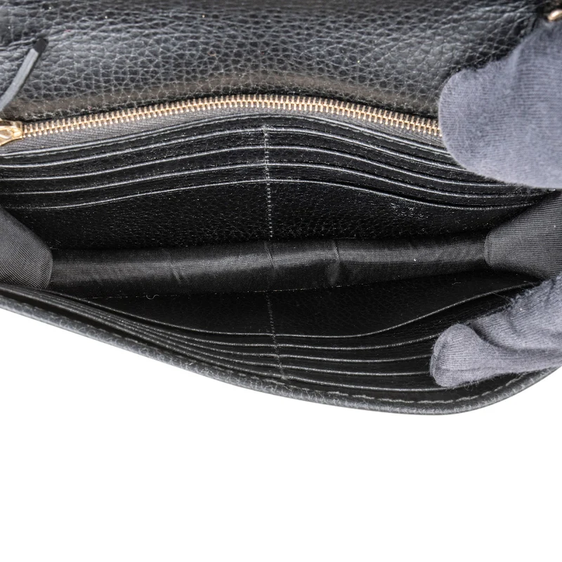 Gucci Grained Leather Interlocking GG Wallet on Chain Crossbody Bag