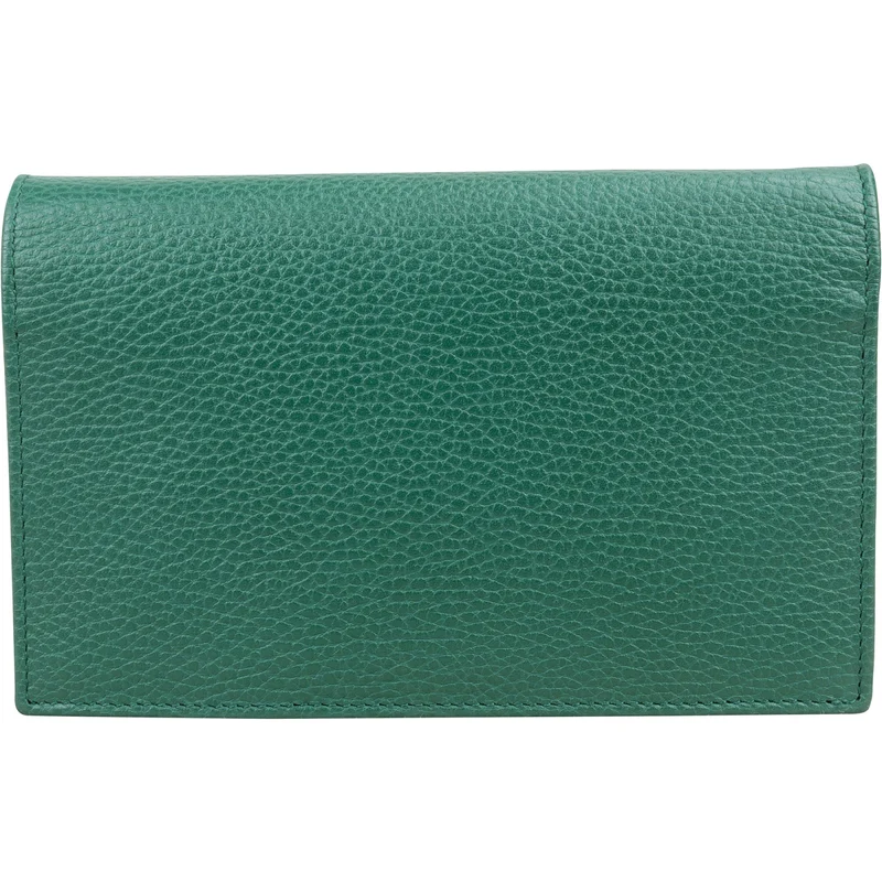 Gucci Pebbled Leather Interlocking GG Wallet on Chain Crossbody Bag