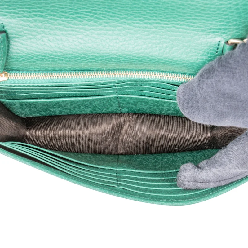 Gucci Pebbled Leather Interlocking GG Wallet on Chain Crossbody Bag