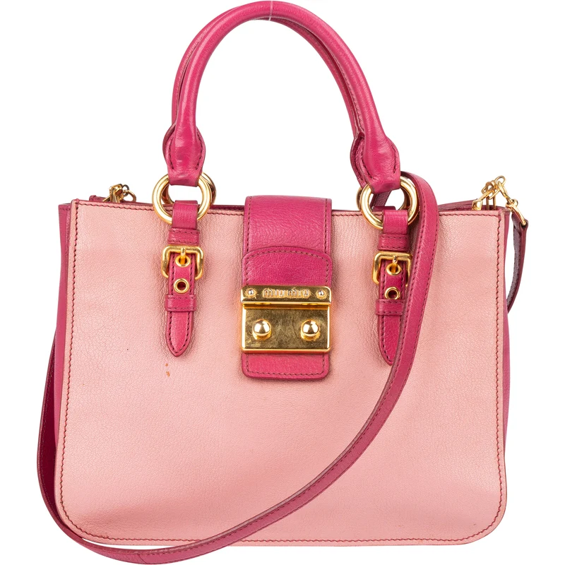 Miu Miu Leather Madras Bicolore Handbag