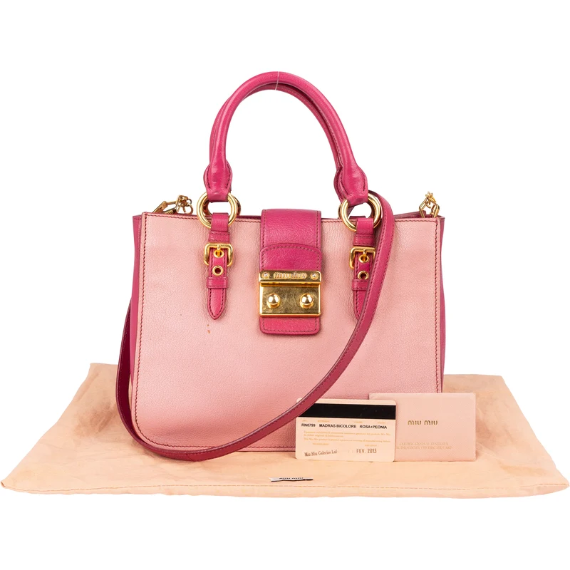 Miu Miu Leather Madras Bicolore Handbag