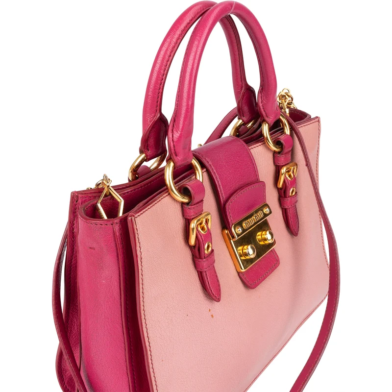 Miu Miu Leather Madras Bicolore Handbag