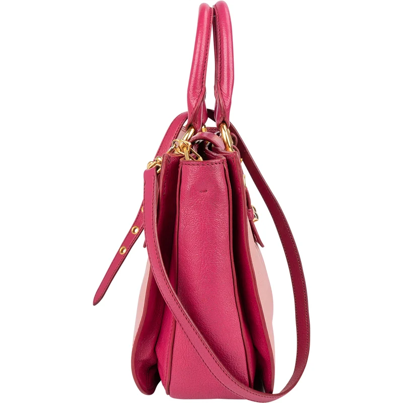 Miu Miu Leather Madras Bicolore Handbag