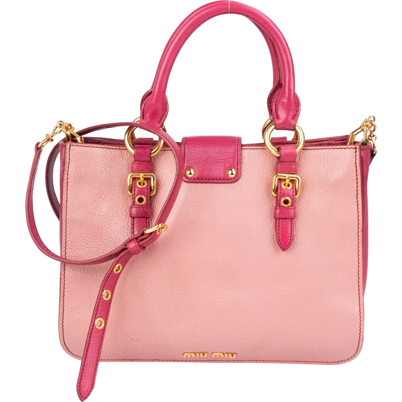 Miu Miu Leather Madras Bicolore Handbag