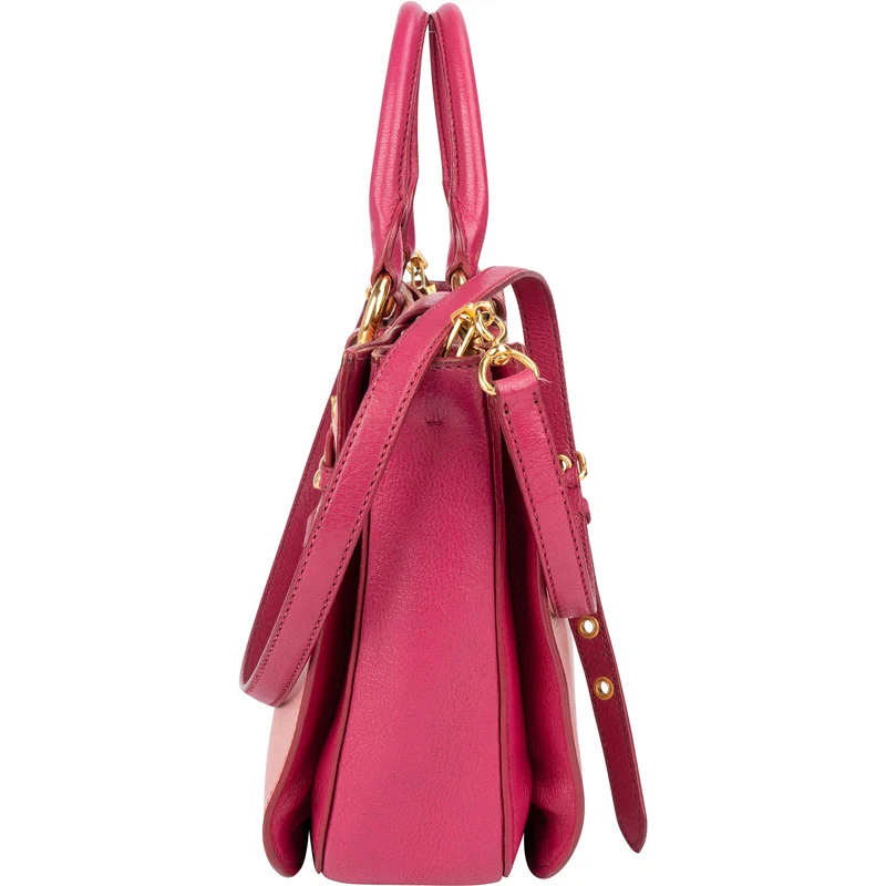 Miu Miu Leather Madras Bicolore Handbag