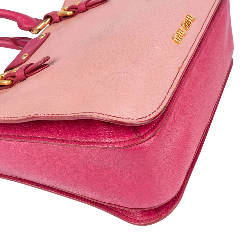 Miu Miu Leather Madras Bicolore Handbag