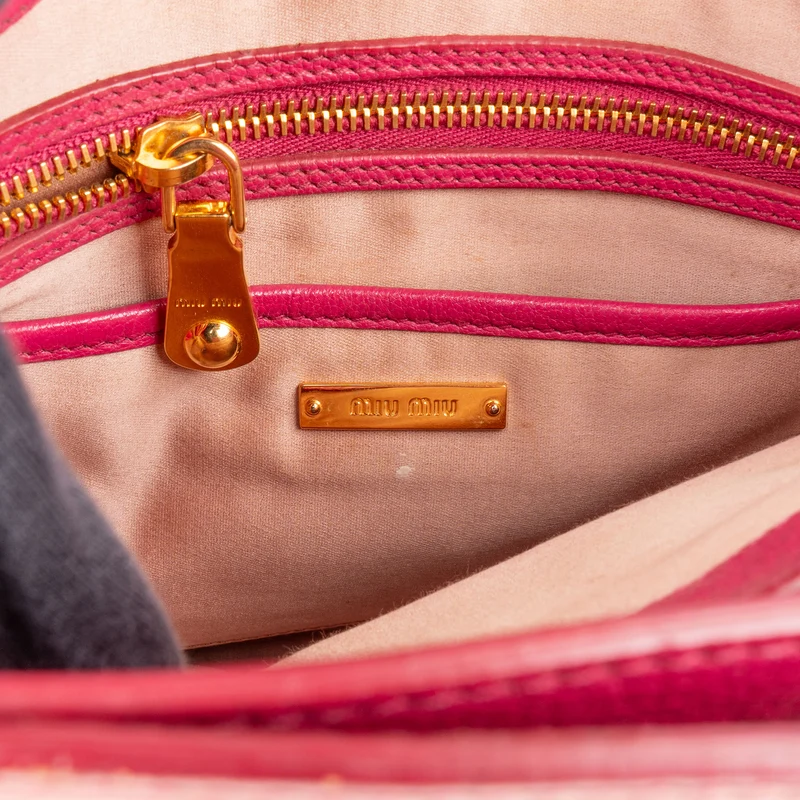 Miu Miu Leather Madras Bicolore Handbag