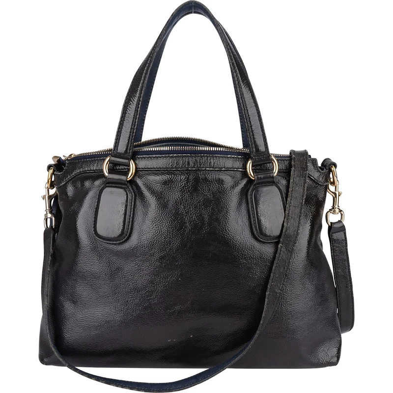 Gucci Black Patent Leather Soho Handbag