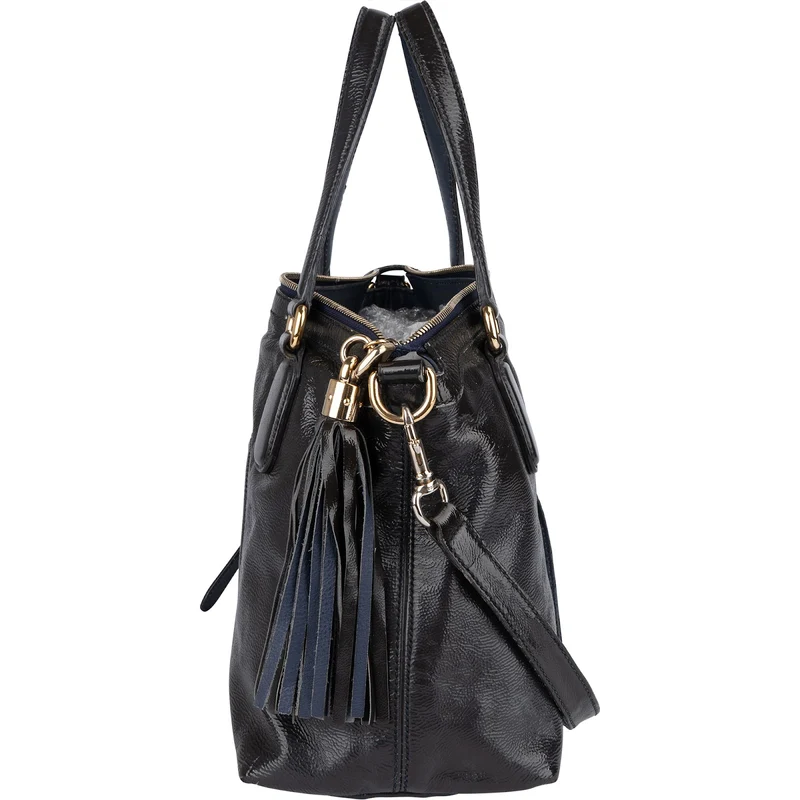 Gucci Black Patent Leather Soho Handbag