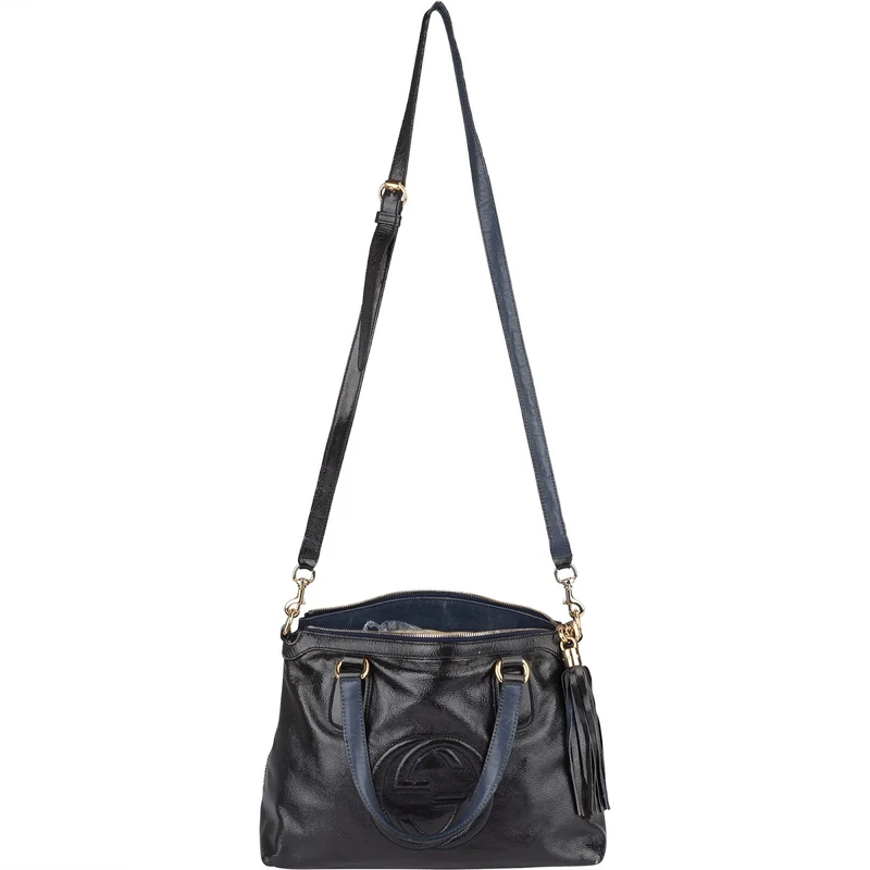 Gucci Black Patent Leather Soho Handbag