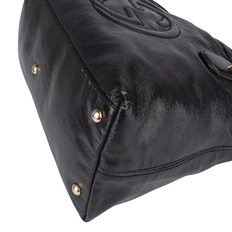 Gucci Black Patent Leather Soho Handbag