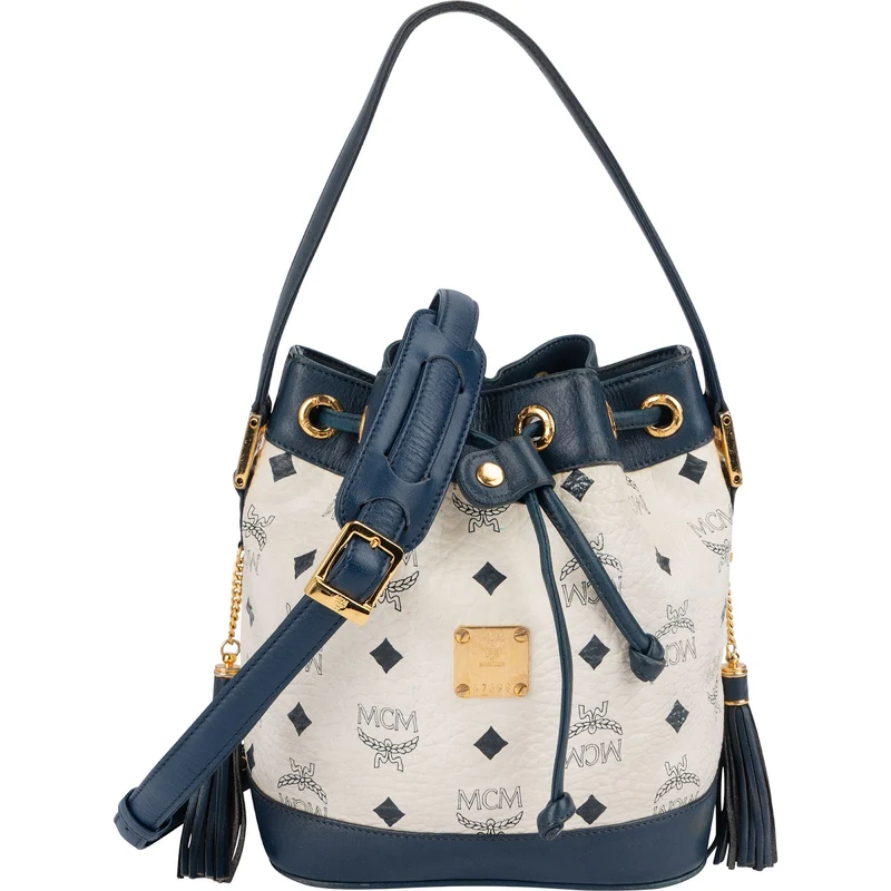 MCM Monogram Visetos Drawstring Bucket Handbag