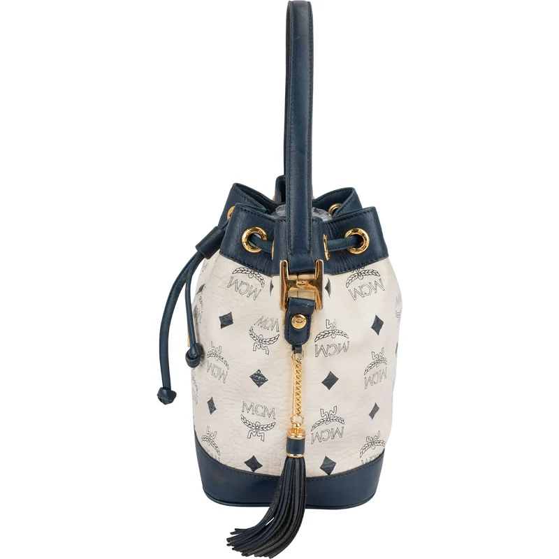 MCM Monogram Visetos Drawstring Bucket Handbag