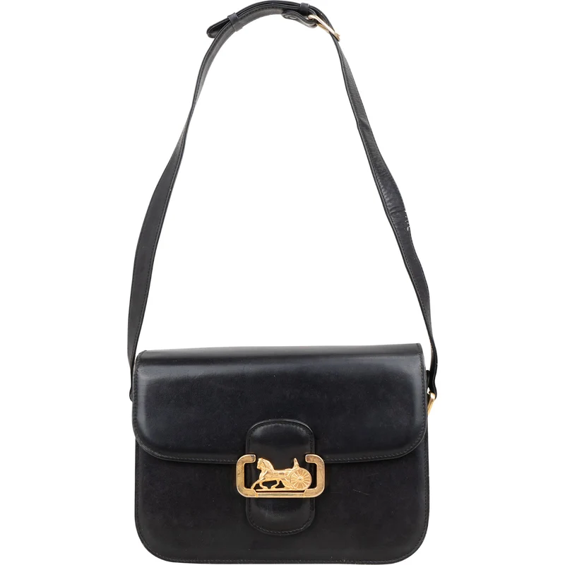 Céline Boxcalf Horse Carriage Triomphe Flap Shoulder Bag