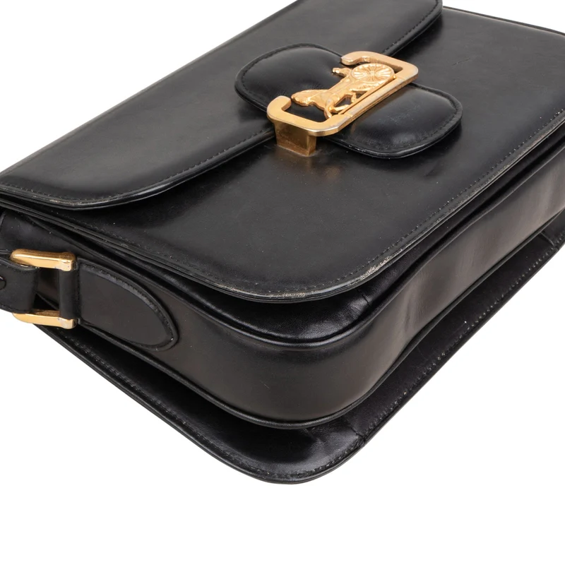 Céline Boxcalf Horse Carriage Triomphe Flap Shoulder Bag