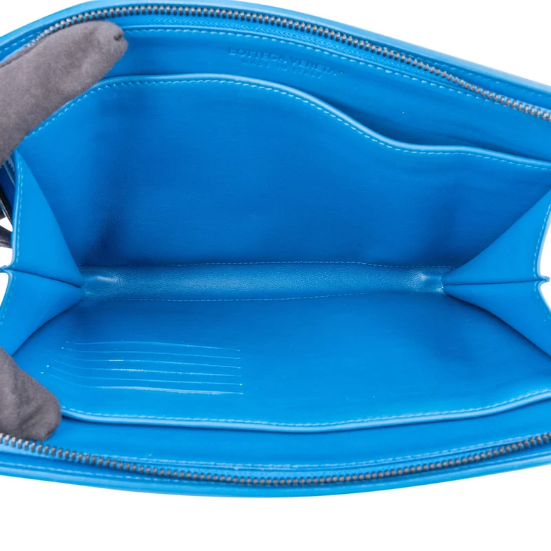 Bottega Veneta Blue Intrecciato Leather Clutch