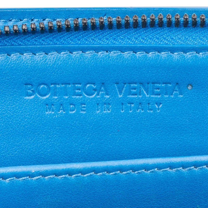 Bottega Veneta Blue Intrecciato Leather Clutch