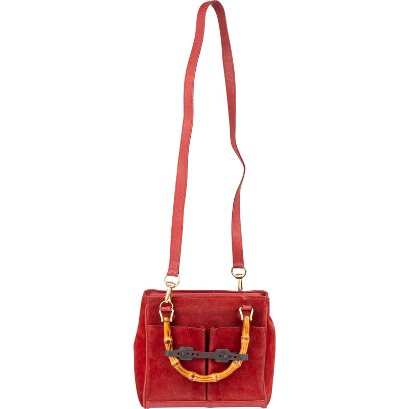 Gucci Suede Bamboo Top Handle Handbag