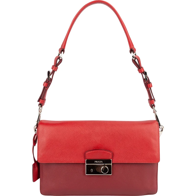 Prada Saffiano Leather Bicolor Shoulder Bag