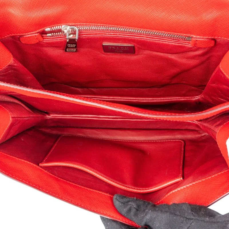 Prada Saffiano Leather Bicolor Shoulder Bag