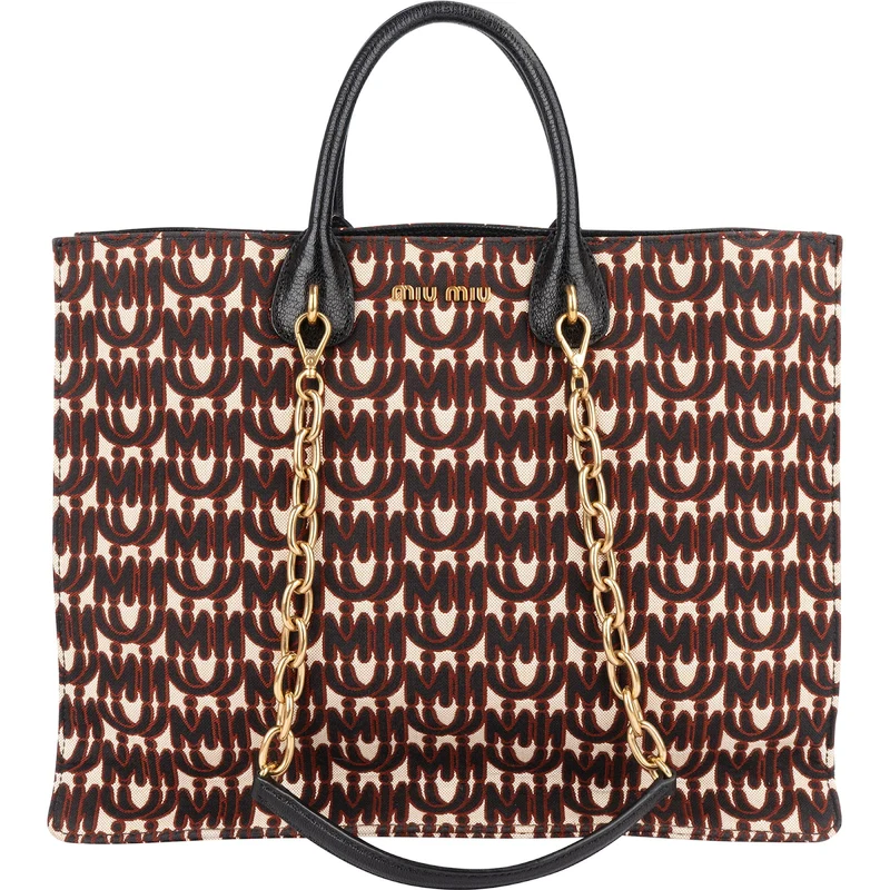 Miu Miu Jacquard Fabric Tote Handbag
