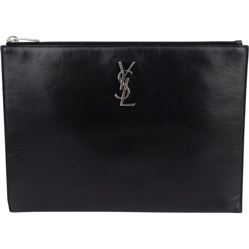 Saint Laurent Black Leather Clutch