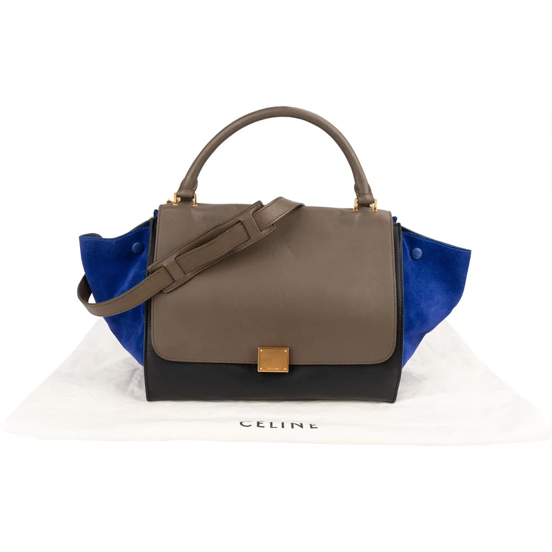 Céline Tricolor Suede Leather Trapeze Handbag