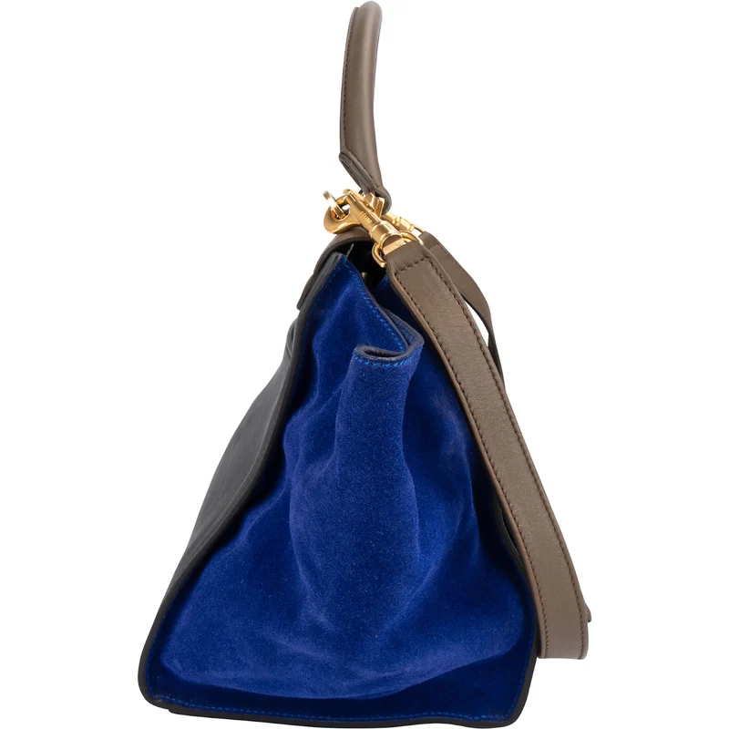 Céline Tricolor Suede Leather Trapeze Handbag