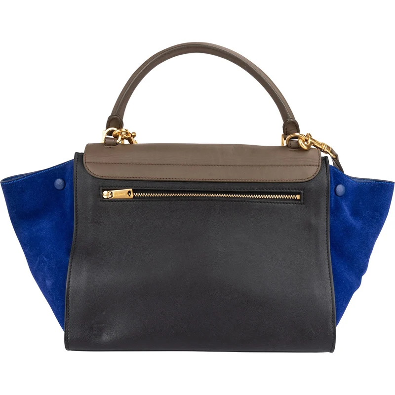 Céline Tricolor Suede Leather Trapeze Handbag