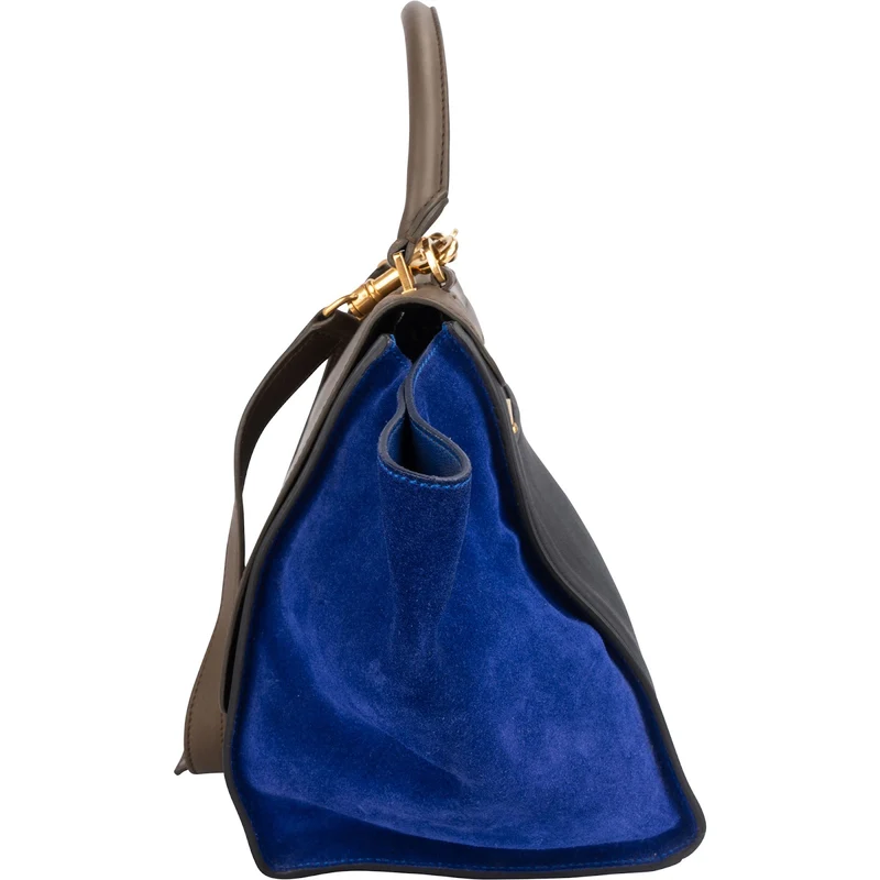 Céline Tricolor Suede Leather Trapeze Handbag