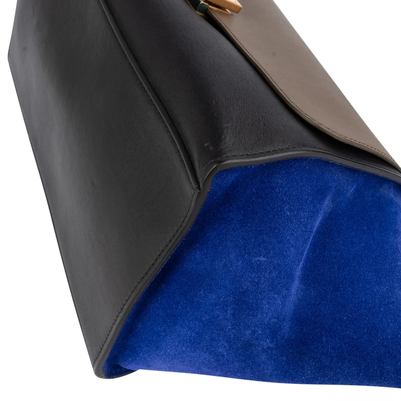 Céline Tricolor Suede Leather Trapeze Handbag