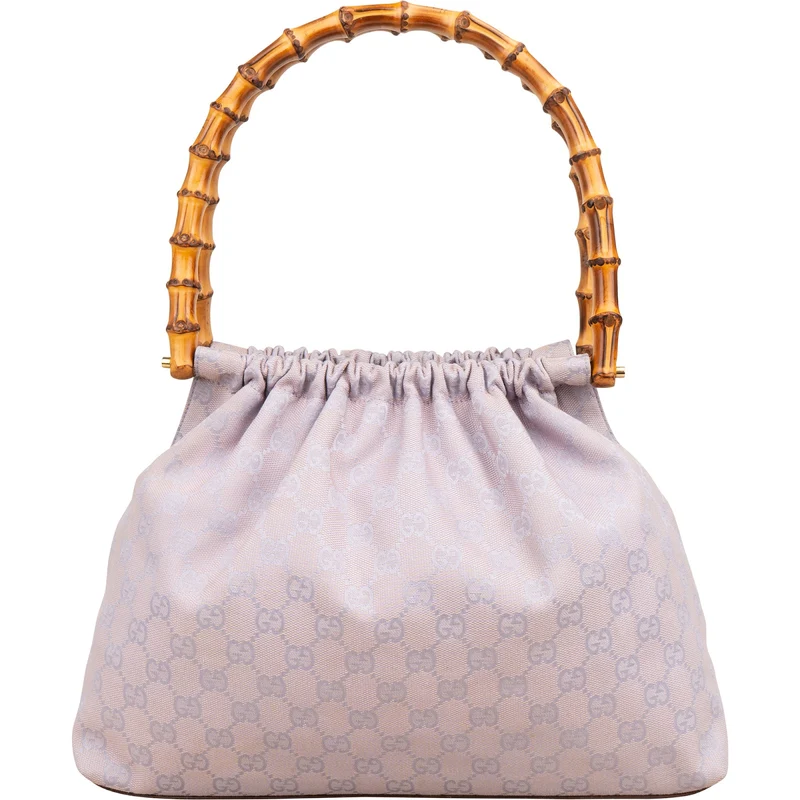 Gucci Lilac Monogram GG Bamboo Top Handle Handbag