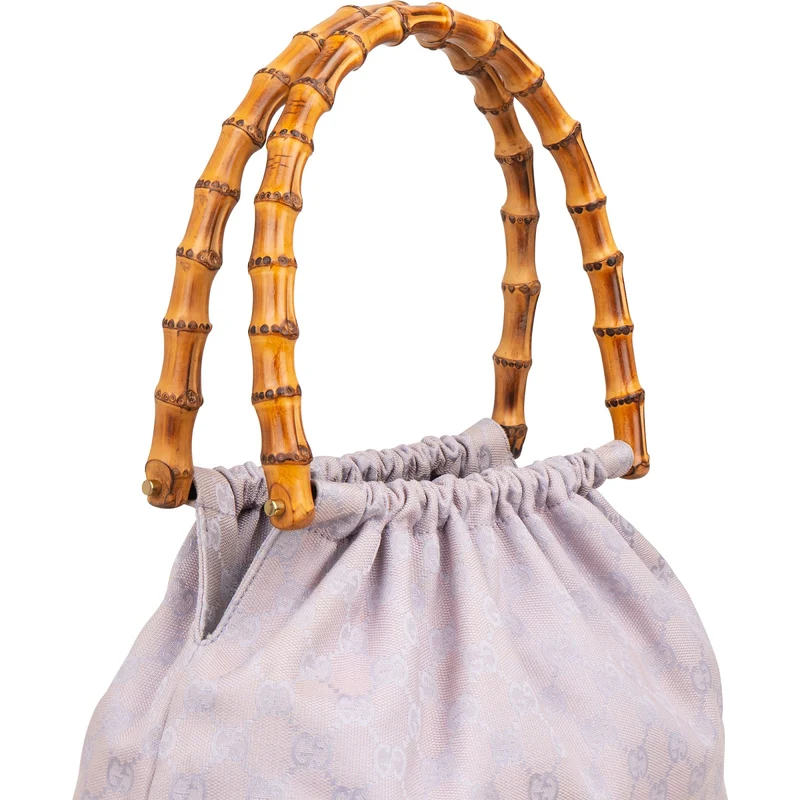 Gucci Lilac Monogram GG Bamboo Top Handle Handbag