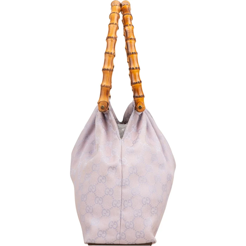 Gucci Lilac Monogram GG Bamboo Top Handle Handbag