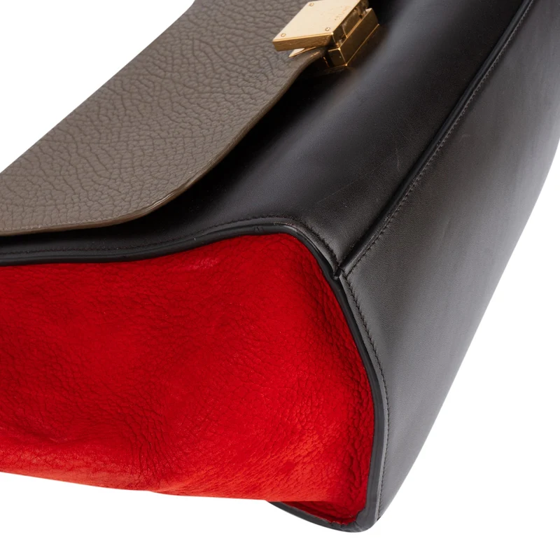 Céline Suede Leather Trapeze Handbag Tricolor