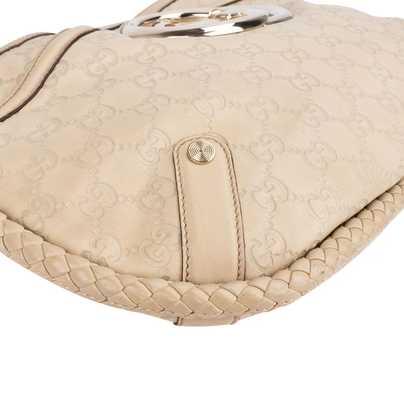 Gucci Guccissima Leather and Woven Leather Britt Hobo Shoulder Bag