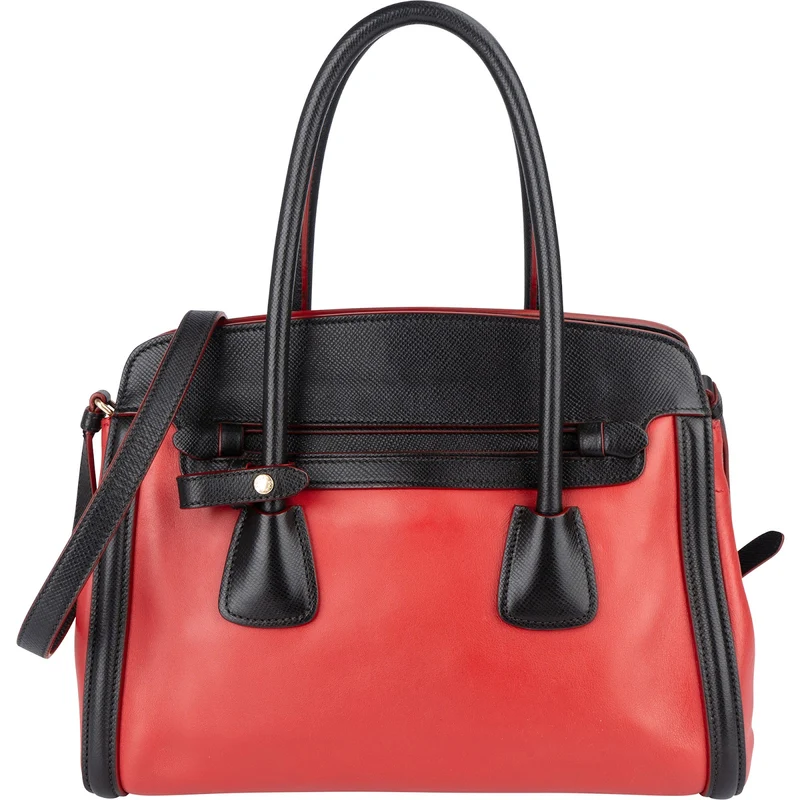 Prada Saffiano and Calf Leather Twin Pocket Handbag