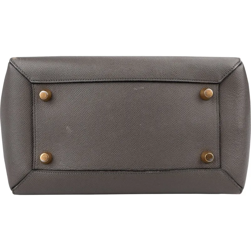 Celine Grey Leather Grained Calfskin Belt Handbag