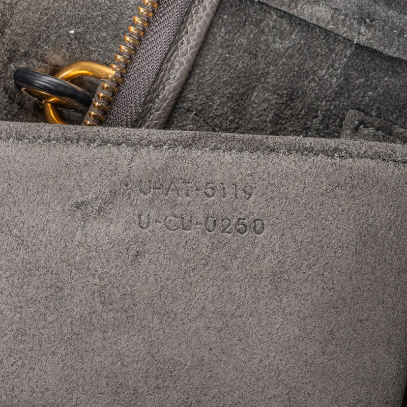 Celine Grey Leather Grained Calfskin Belt Handbag