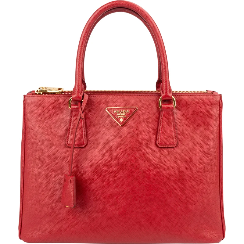 Prada Red Saffiano Leather Galleria Handbag