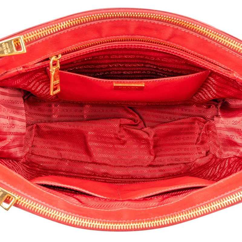 Prada Red Saffiano Leather Galleria Handbag
