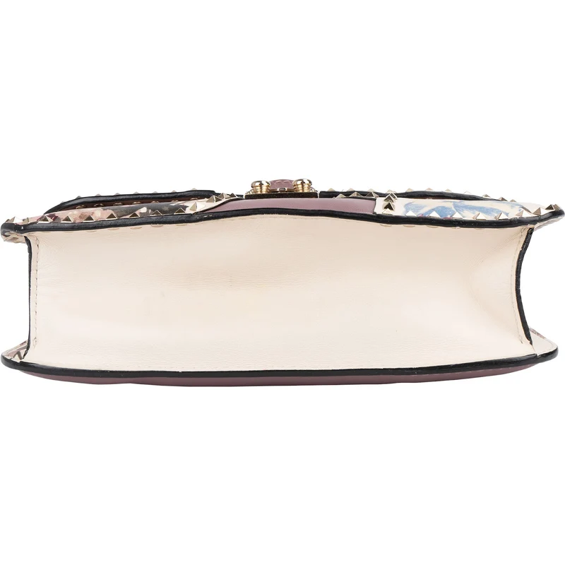 Valentino Leather Rockstud Lock Floral Crossbody Bag